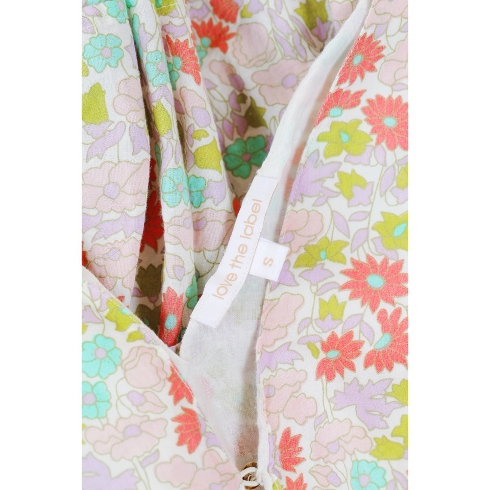 Sz S Anthropologie Love The Label Ines Floral Ruffle Tiered Cotton Mini Dress - Picture 5 of 5